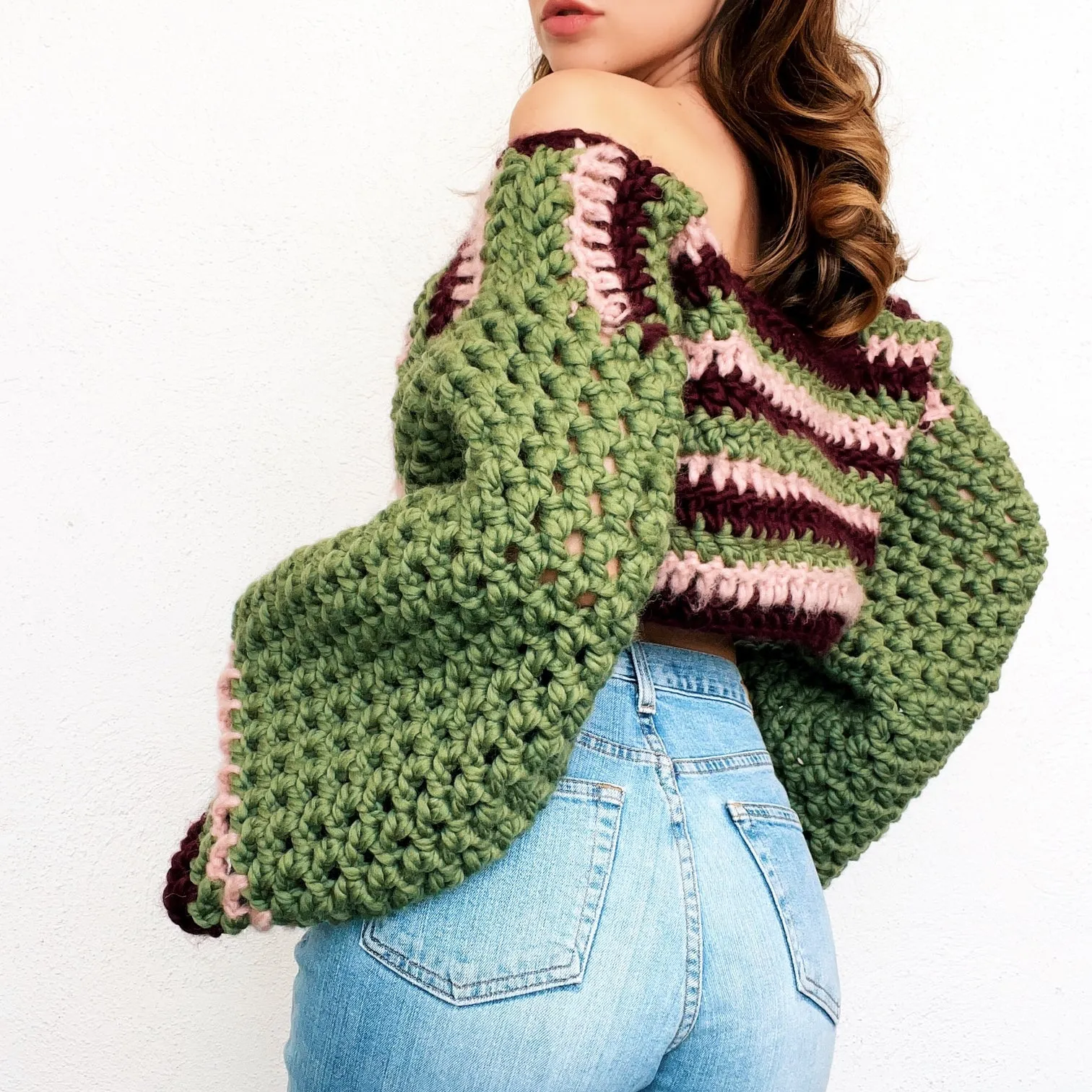 Berry Matcha Crochet Sweater