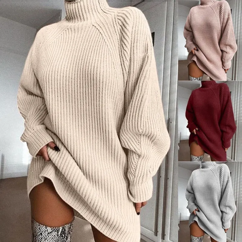 Hannah – Warm Turtleneck Sweater Dress