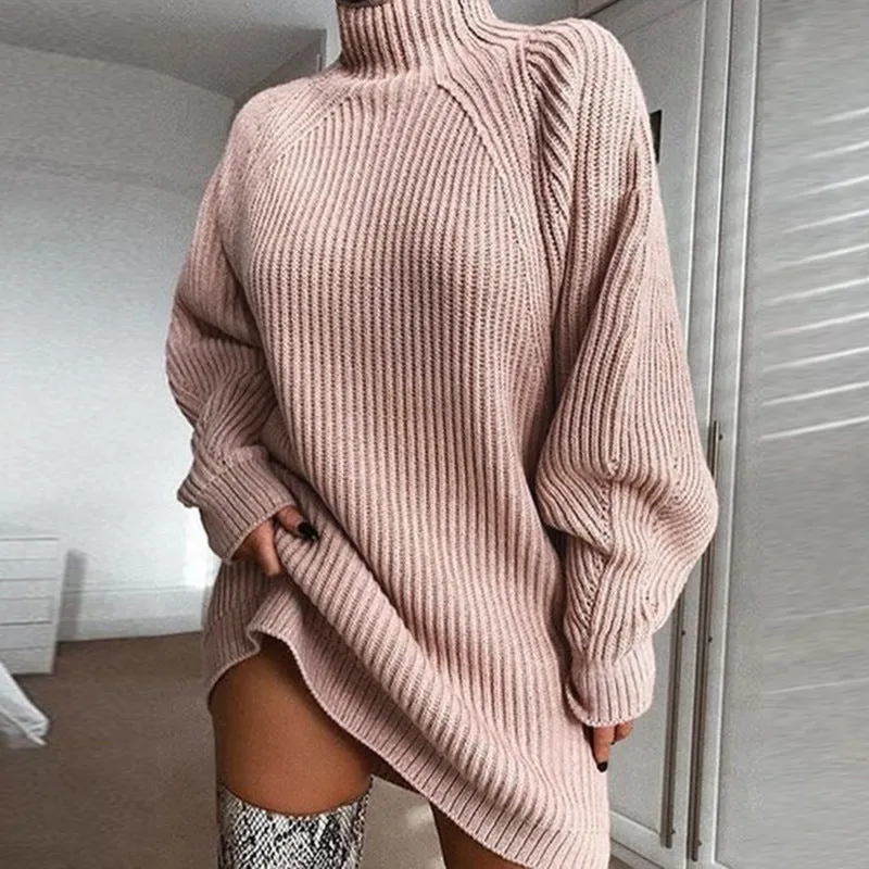 Hannah – Warm Turtleneck Sweater Dress