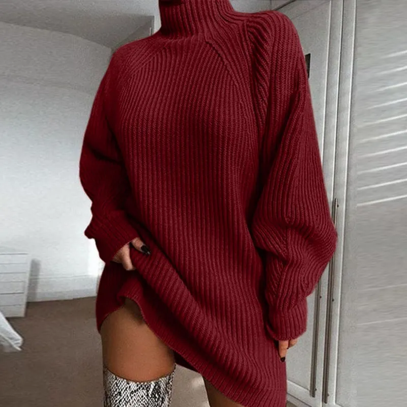Hannah – Warm Turtleneck Sweater Dress