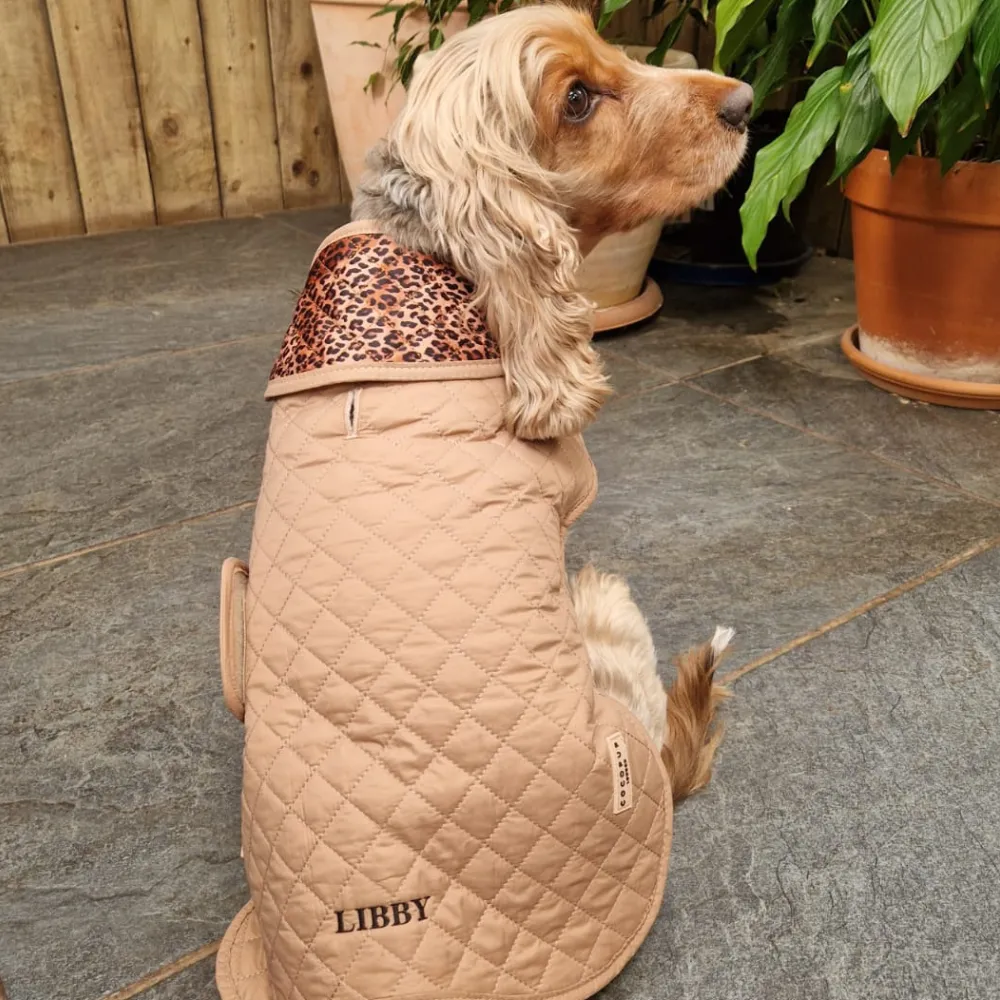 LUXE Quilted Dog Coat - Leopard Pup