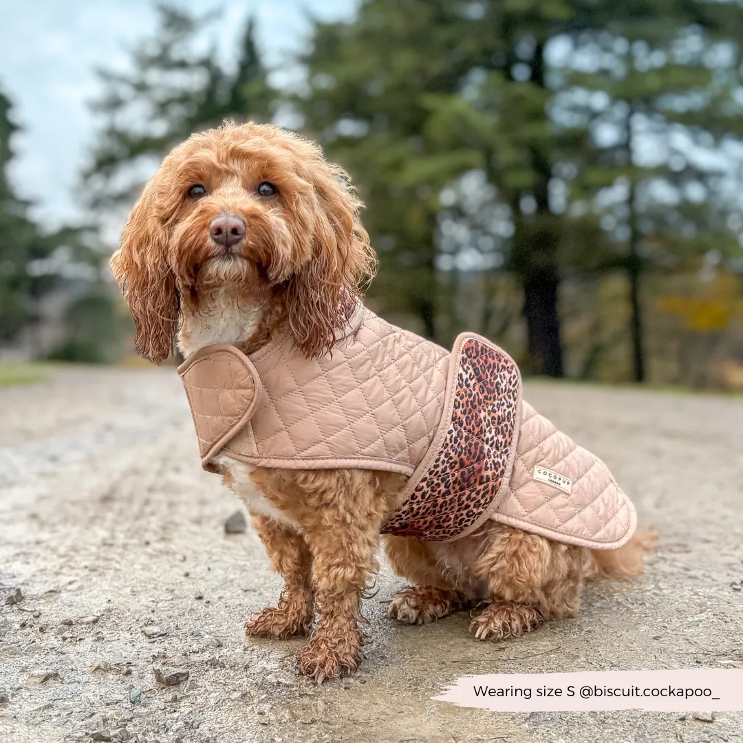 LUXE Quilted Dog Coat - Leopard Pup