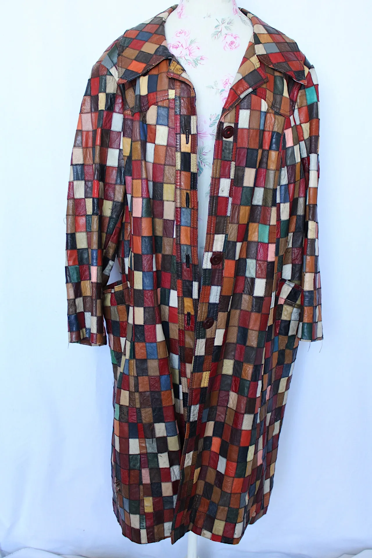Patchwork Leather Coat