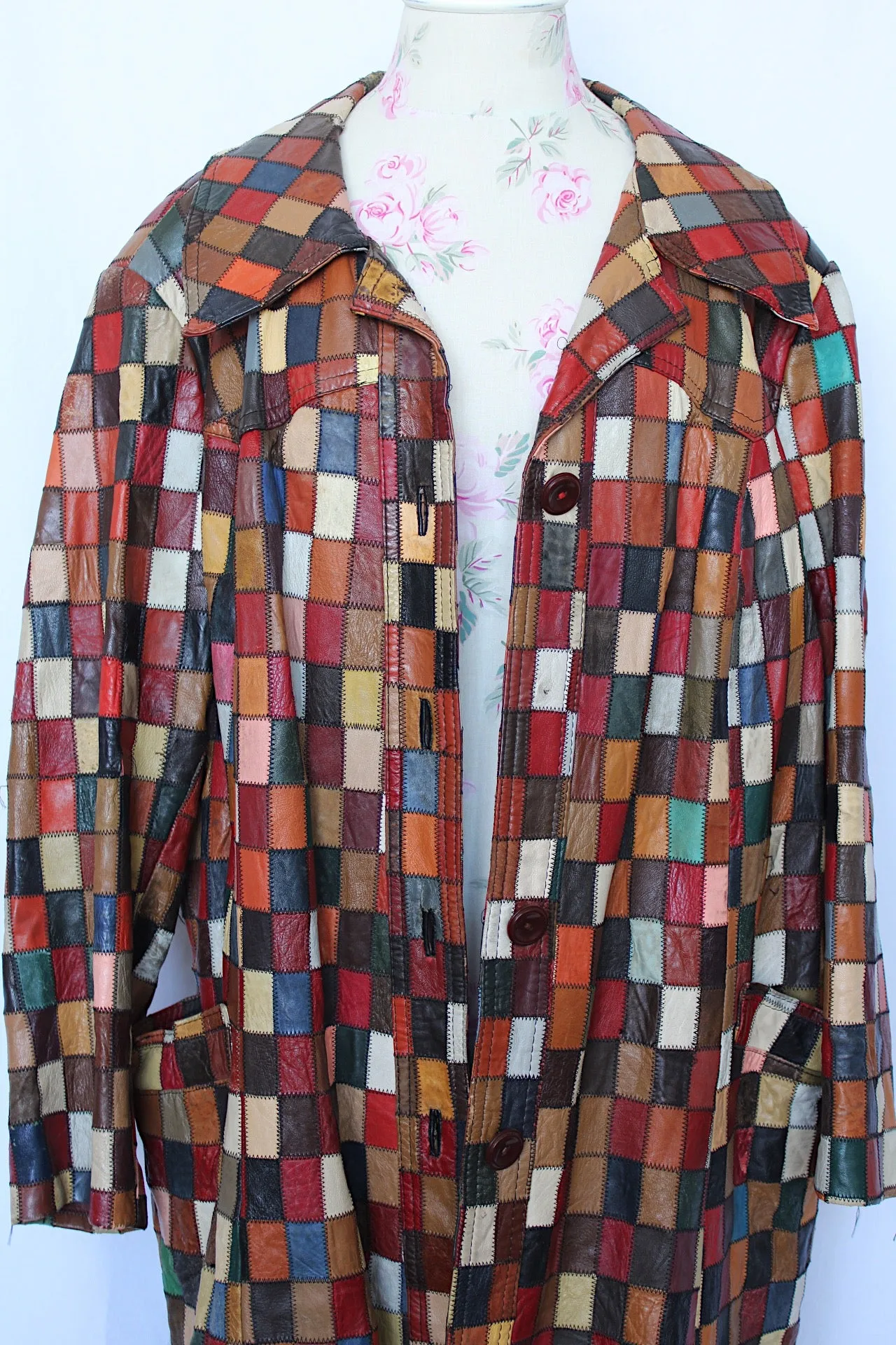 Patchwork Leather Coat