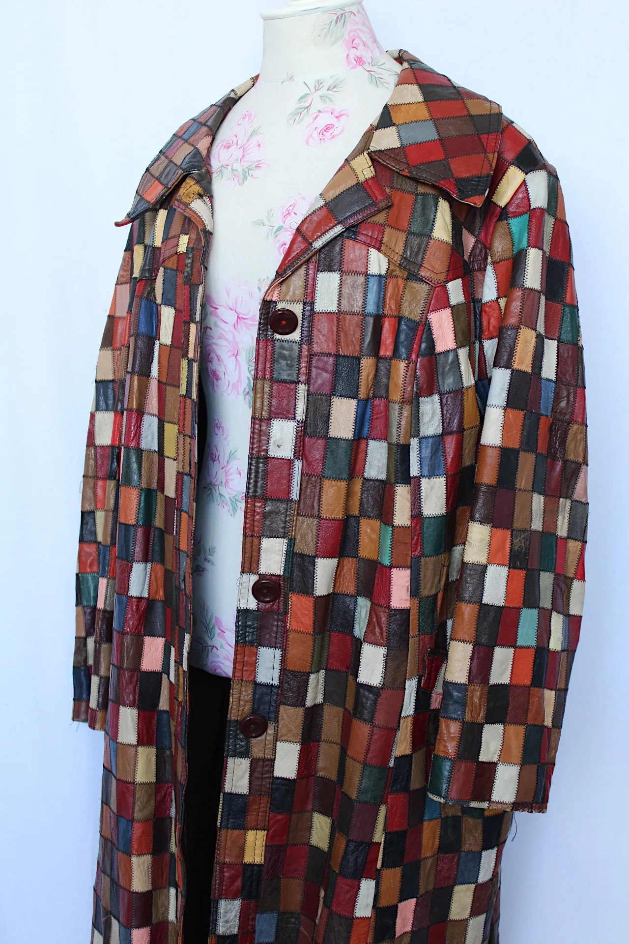 Patchwork Leather Coat