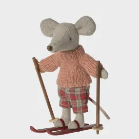 Winter Mouse with Skis Big Sister